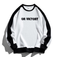 男装秋冬季男士卫衣潮流拼接字母宽松印花圆领打底衫