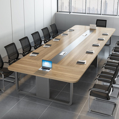 慧采云 会议桌板式长条桌简约现代钢架接待会议洽谈桌培训桌开会桌长方形桌3m