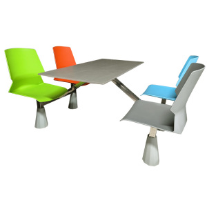 广亿隆食堂餐厅长方形四人位连体餐桌椅