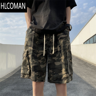 HLCOMAN美式复古工装短裤男夏季潮牌宽松百搭五分裤高街痞帅迷彩休闲中裤