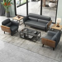 苏宁 质凡 办公沙发午休商务接待室会客沙发茶几组合 3+1+1+茶几