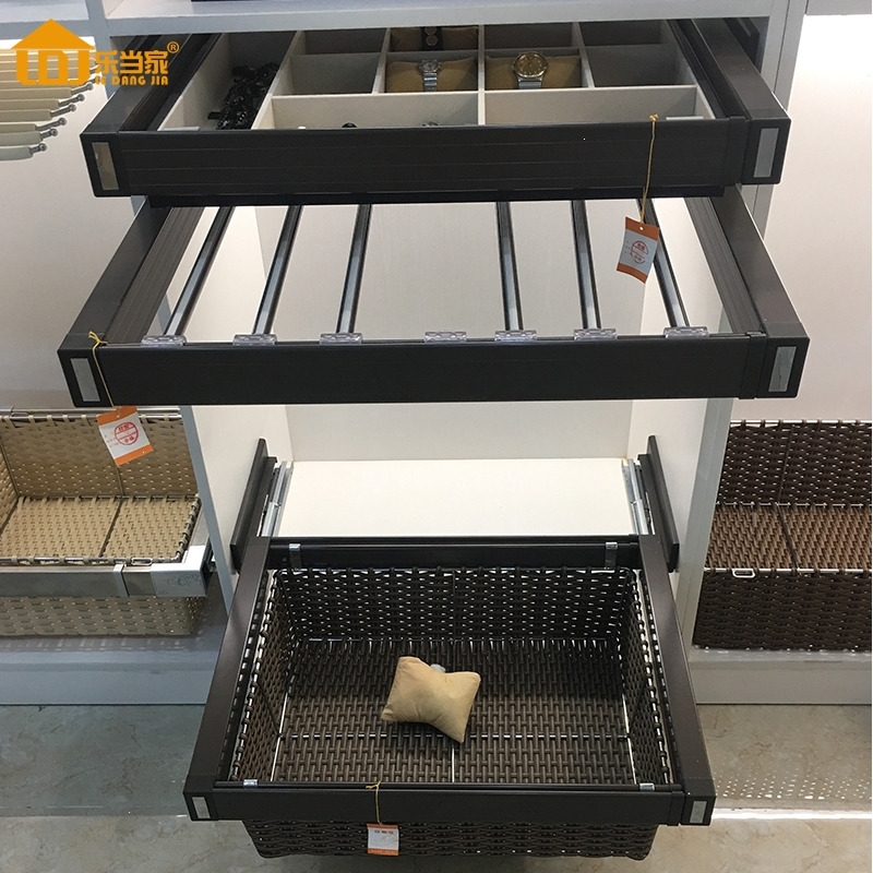 首饰盒柜内五金裤架储物篮伸缩推拉衣物收纳格子架衣帽间衣柜拉篮