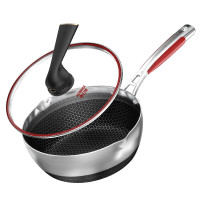 康巴赫(KBH)第五代炒锅小资锅不粘锅316L不锈钢双面蜂窝平底炒菜锅少油烟24cm五代小资锅