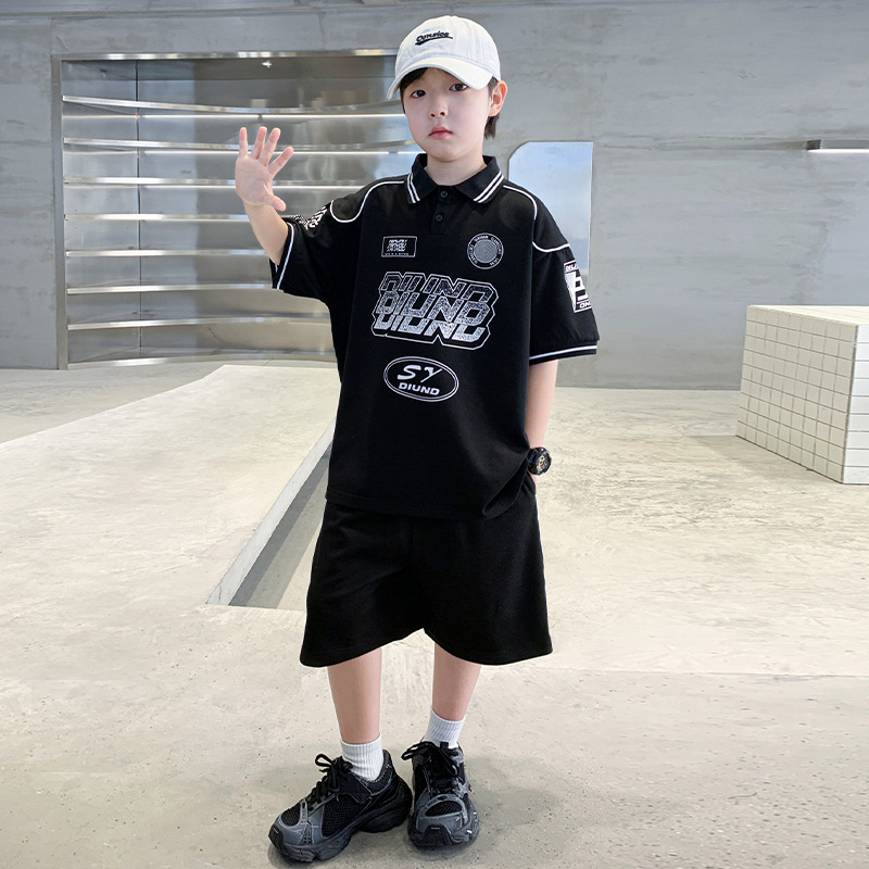男童夏装套装2025新款儿童夏季运动衣服中大童短袖polo衫两件套潮