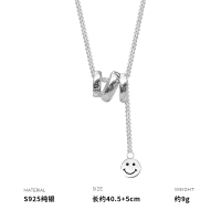 925纯银波浪纹笑脸项链女锁骨链时尚个性创意新款气质可爱送女朋友老婆情人节七夕生日礼物