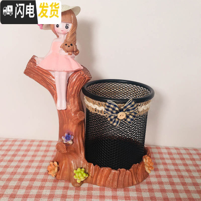 三维工匠卡通笔筒创意时尚可爱个性小学生桌面摆件文具用品六一儿童节 女孩笔筒粉