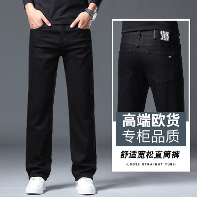 JEEP SPIRIT秋冬季新款黑色高端牛仔裤男士秋季宽松百搭潮牌休闲牛仔男裤