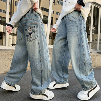 男童春装裤子2026新款中大童春秋款男孩春季儿童运动牛仔长裤_503