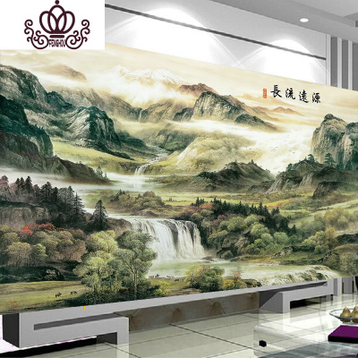 封后2020年新款十字绣源远流长2019客厅大件山水画风景大幅大气全满绣棉线满绣-300*140cm中格3股线