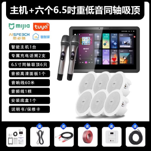 先科(SAST)智能AI家庭吸顶音响套装家用客厅无线蓝牙吊顶 智能K歌主机+6个6.5英寸重低音同轴吸顶音响