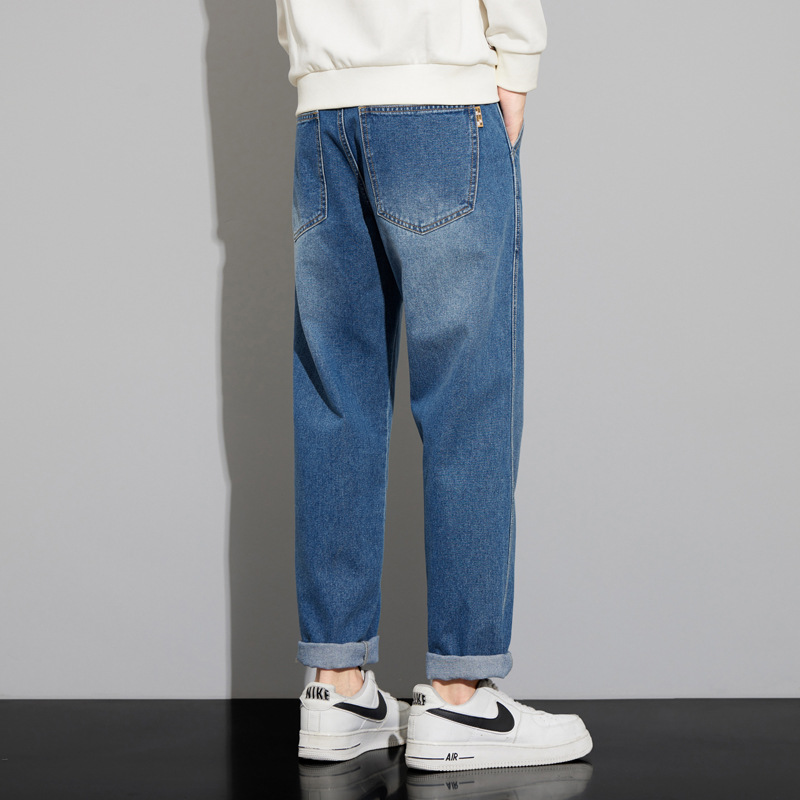 上新直筒牛仔裤男高级感秋冬简约时尚港风复古经典宽松休闲裤