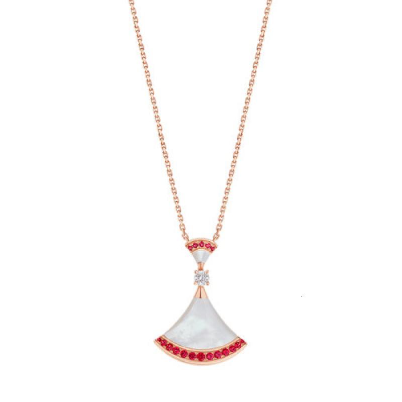 bvlgari/宝格丽 divas dream系列 18k金玫瑰金满密钉红宝石钻石项链