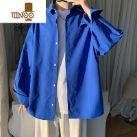 YANXU时尚衬衫男士韩版潮牌感长袖衬衣港风男生休闲纯色外套