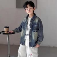 男童春季牛仔外套春秋款2026新款痞帅儿童衬衣童装中大童男孩衬衫