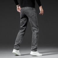 北方冬季男士加绒加厚牛仔裤高端真超条纹宝宝绒加倍保暖直筒长裤