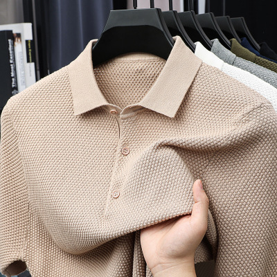 新款针织衫短袖T恤男式夏季时尚翻领休闲透气polo衫半袖