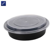 安居先森美式加厚带盖黑色单格圆餐盒150套/箱 1300ml(箱)