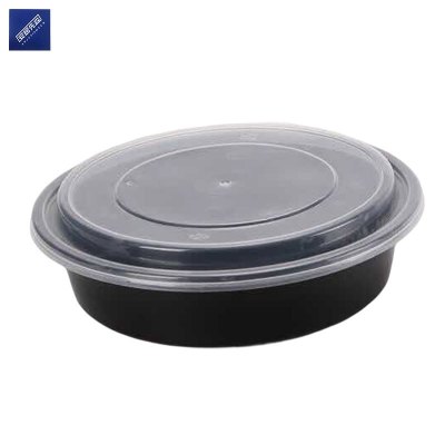 安居先森美式加厚带盖黑色单格圆餐盒150套/箱 1300ml(箱)