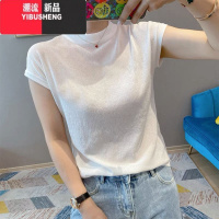 YIBUSHENG欧货白色t恤女季短袖漂亮时尚冰丝针织衫小众内搭上衣2024新款