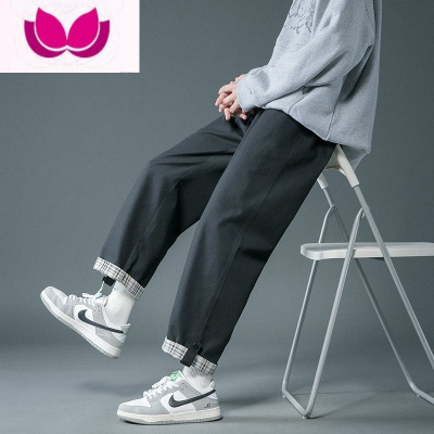 七斓休闲裤男生2022韩版潮流九分运动裤宽松阔腿直筒工装裤子男
