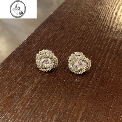 JiMi奢华气质超闪满钻耳钉简约高级感小巧耳环独特设计名媛风优雅耳饰