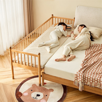 全友家居实木儿童床卧室婴儿床带护栏儿童拼接床