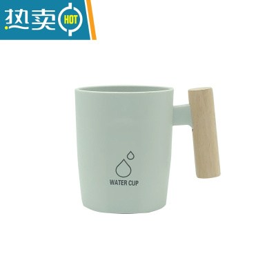 敬平漱口杯家用简约牙刷杯子洗漱杯木柄情侣牙缸牙杯创意套装便携旅行 灰色