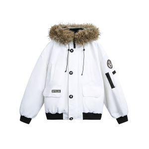 CATTEE美式学院风工装毛领棉衣外套男女冬季棉服宽松大口袋棉袄潮