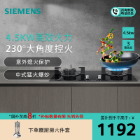 西门子 4.5kw 燃气灶 嵌入式天然气灶具 台式双灶 玻璃面板 熄火保护 ER77GA23MP