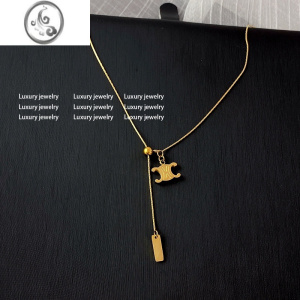 JiMi凯旋门图案抽绳吊坠 镀金钛钢项链 高级感锁骨链女潮 不掉色 均色