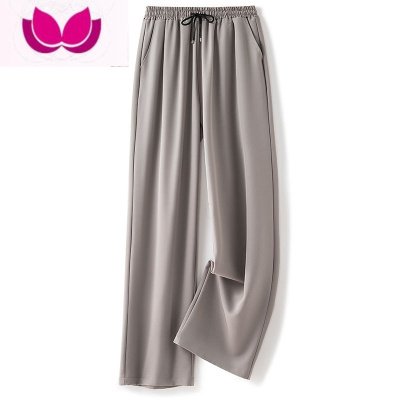 七斓冰丝阔腿裤男垂坠感直筒休闲小西裤宽松大码韩版百搭情侣显瘦裤子