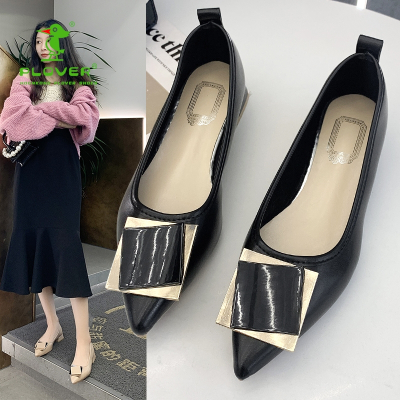 啄木鸟plover夏季女士单鞋2021新品尖头浅口平底知性女鞋