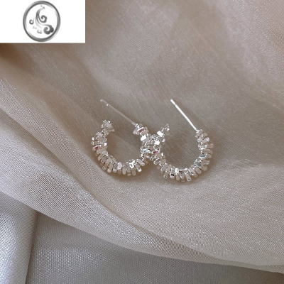JiMi不规则碎银子耳圈耳环女小众设计轻奢高级感耳钉2023新款耳饰