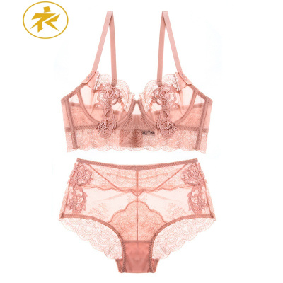 Ideamini法式的秘密！大码蕾丝内衣无海绵镂空透视超薄文胸女小胸聚拢套装文胸套装