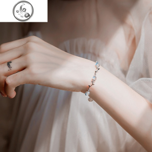 月光石手链女纯银学生简约女生月光森林手链ins小众设计森系手链 JiMi 手链一条