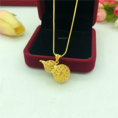 2020新款越南沙金开运福禄葫芦项链女细锁骨链假黄金幸运挂件首饰送女朋友老婆情人节七夕生日礼物