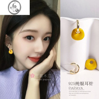 JiMi赵露思同款耳环2023春夏新款彩色滴釉耳饰简约气质银针耳钉网红潮