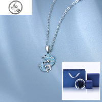 S925纯银海豚项链女锆石水晶吊坠女友闺蜜生日鲸鱼锁骨链 JiMi