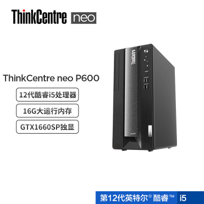 Thinkpad ThinkCentre neo P600 商用设计师游戏台式电脑主机 定制(i5-12400F 32G 1T机械+512G GTX1660Super 6G独显)