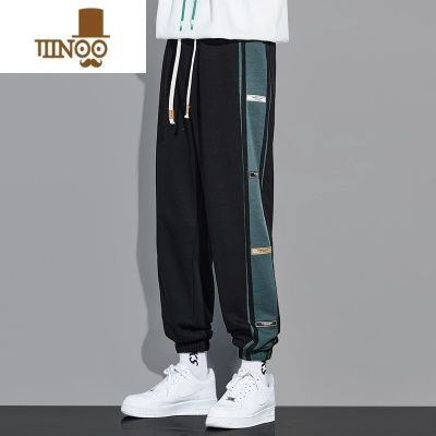 YANXU夏季新款潮牌卫裤男士薄款运动束脚潮流拼色休闲长裤宽松百搭裤子