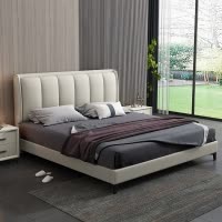 奶油风布艺床科技布床网红轻奢婚床主卧室家用实木双人床现代简约