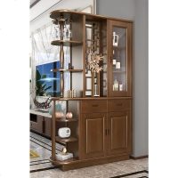 新中式小户型实木间厅柜1m进鞋柜入户玄关柜客厅隔断柜双面酒柜