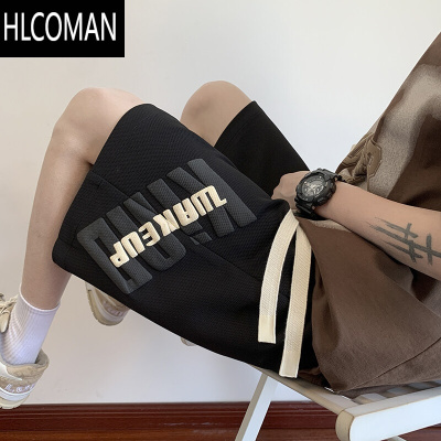 HLCOMAN发泡运动短裤男夏季2025新款潮牌美式休闲中裤宽松外穿5五分裤子