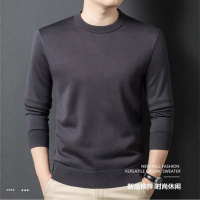 高档网红同款圆领毛衫秋冬新款厚款纯色针织毛衣男重磅