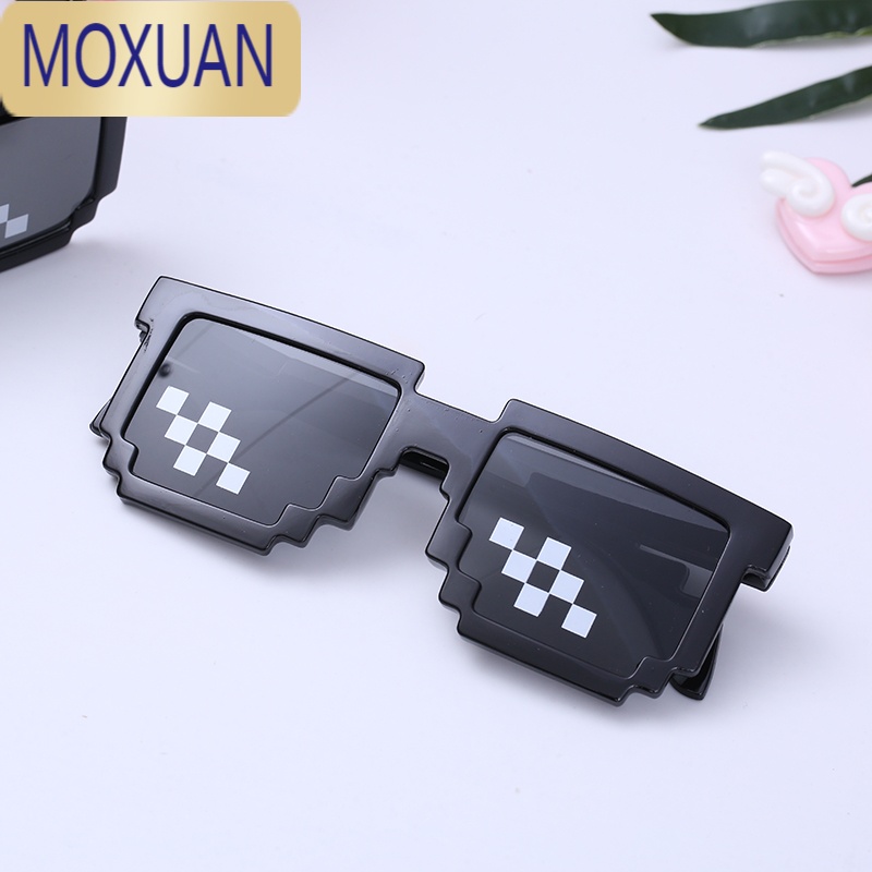 moxuan创意马赛克眼镜时尚墨镜大佬儿童墨镜男童黑色玩具潮酷太阳镜
