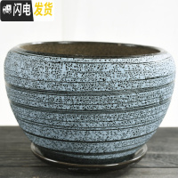 三维工匠花盆陶瓷大号特大带托盘简约家用创意吊兰绿萝小多肉花盆 S1苹果蓝雪花釉单个 大花盆容器