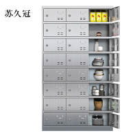 苏久冠201不锈钢食堂带锁餐具柜24门餐盘柜钥匙锁1800*1025*400