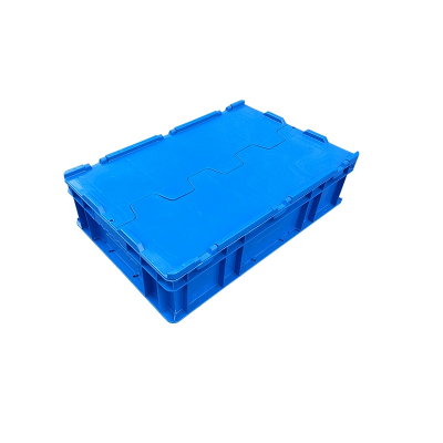 翌嘉 YJ4121749可堆式物流箱塑料周转箱塑料储物箱 翻盖蓝色 600*400*148