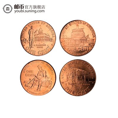 总统的成长经历美国1美分四枚套装外国钱币裸币送塑料小盒（不含悬浮展示框）外国收藏联盟钱币藏品