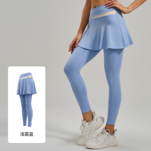 拼色假两件裙裤高腰收腹显瘦健身外穿防走光瑜伽裤女